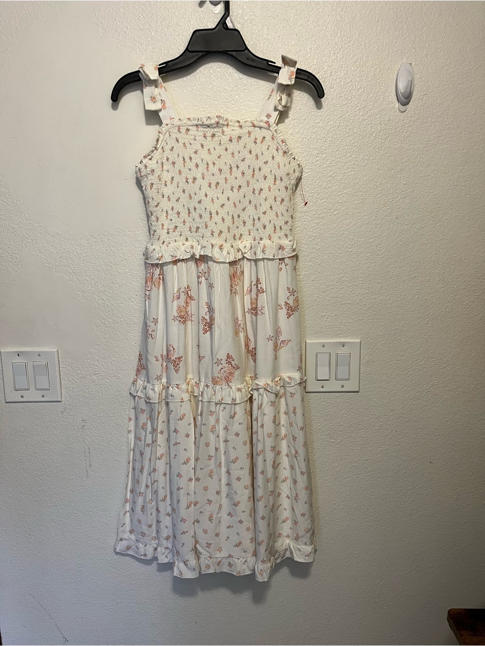 Cream Floral Tiered Sundress - Sleeveless
